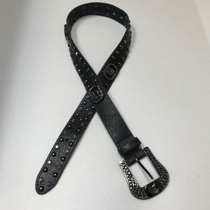 Buckle Leather belt with crystals and studs